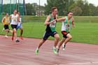Thomas Somers (City of York) beats Ryan Gorman (Notts AC) in the under-17s 200 metres at the Northern Under-17s and 15s Championships, Liverpool.